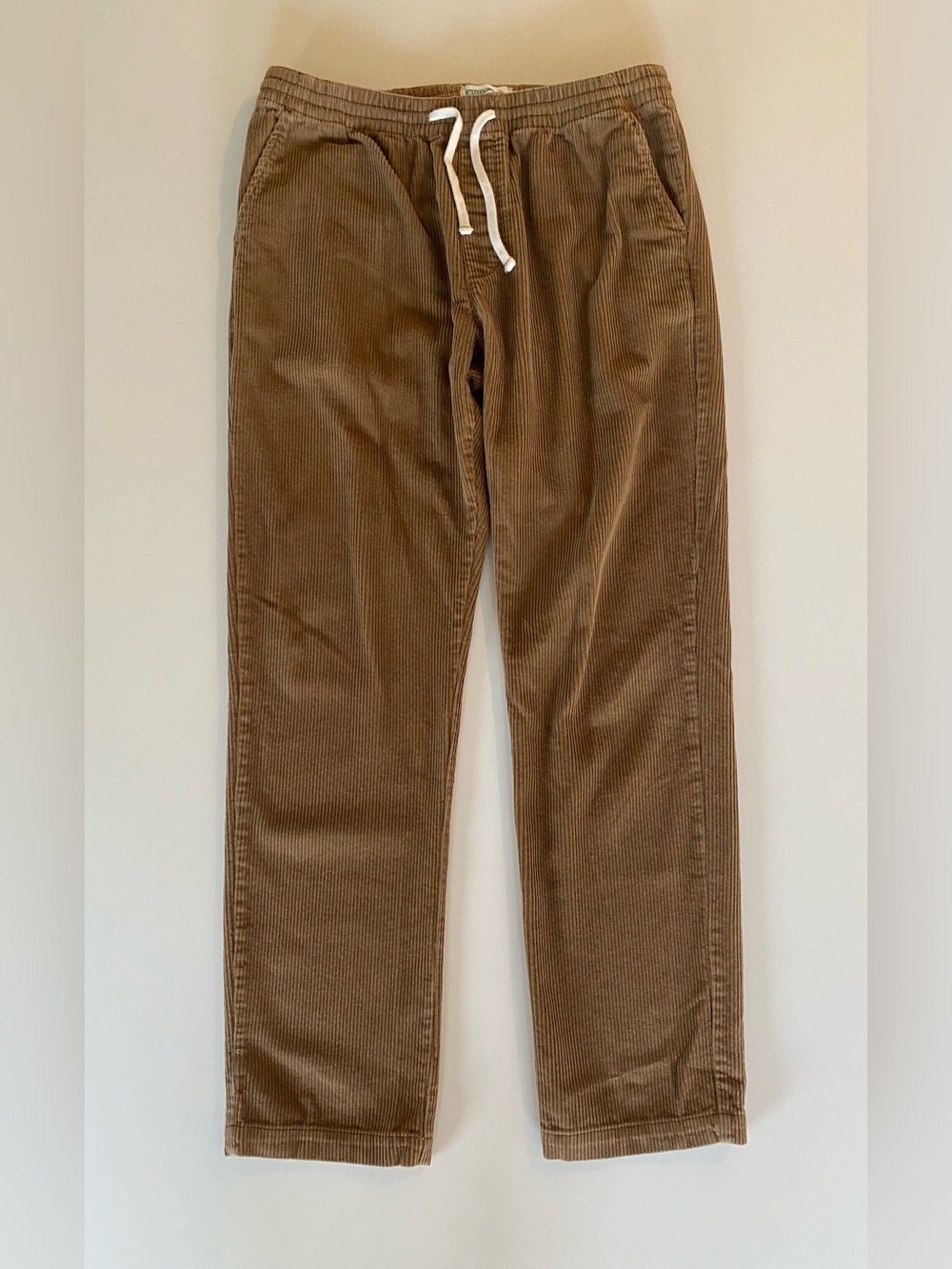 Huckberry Men's Wellen Corduroy Easy Pants Medium Mushroom 100% Organic Cotton